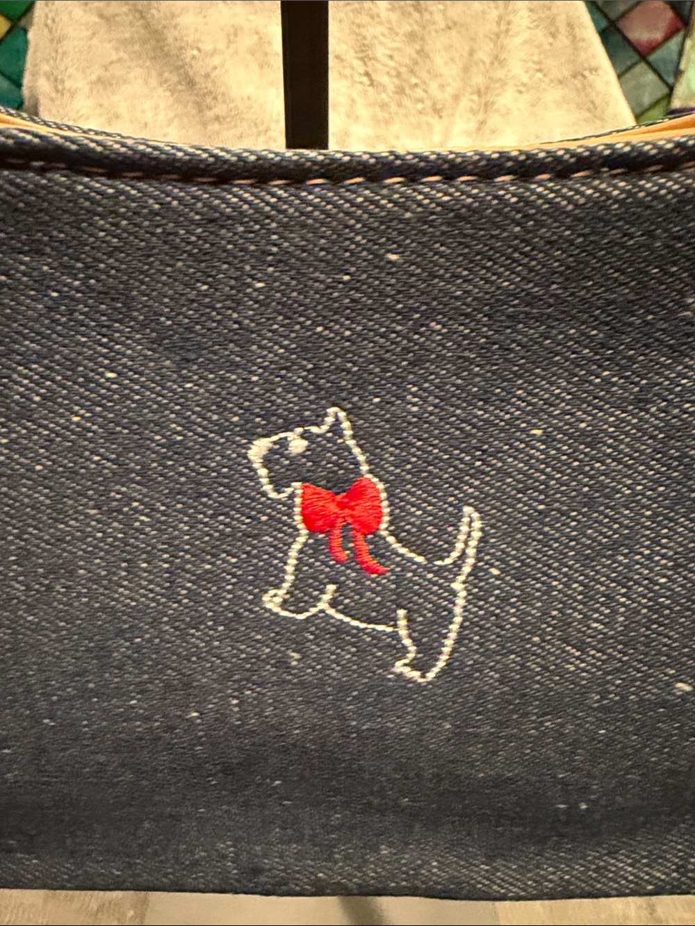 Navy Denim Shoulder Bag with Scottie Dogs - Picture 3 of 7